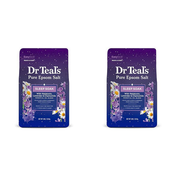 Dr Teal's Sleep Soak with Pure Epsom Salt, Melatonin & Essential Oil Blend, 3 lb (Pack of 4)