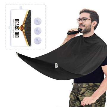 Beard Bib Apron for Men, Gift Beard Trimming Catcher Bib for Shaving & Hair Clippings, Waterproof Non-Stick Hair Catcher Grooming Cloth with 2 Suction Cups(White)