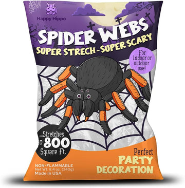 Halloween Spider Web Decoration, Plastic Spiders, Party Supplies, Spider Webs (Small, 200 Sq Feet)