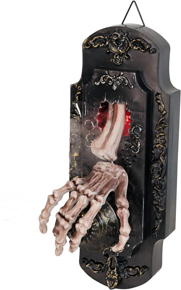 HOHO Halloween Decorations Halloween Doorbell Animated Skeleton Hand with Horrible Sounds Red Light White Smoke Haunted House Halloween Party Prop 11 inch