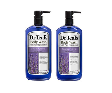 Dr Teal's Body Wash with Pure Epsom Salt, Soothe & Sleep with Lavender, 24 fl oz (Pack of 4) (Packaging May Vary)