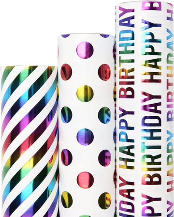 Blavermant Birthday Wrapping Paper Rolls, Gift Wrapping Paper Mini Roll - 17