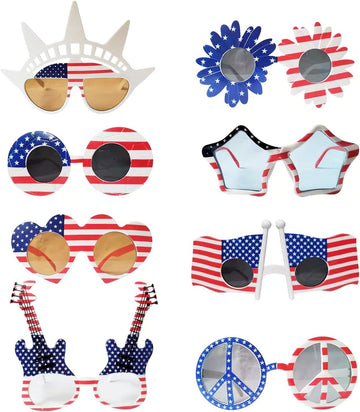 8 Packs American Flag Glasses, Fourth 4th of July Party Accessories, Olympic decoration USA Veterans Day Memorial Day Patriotic Party Sunglasses Photo Booth Props Favor School Gifts Supplies