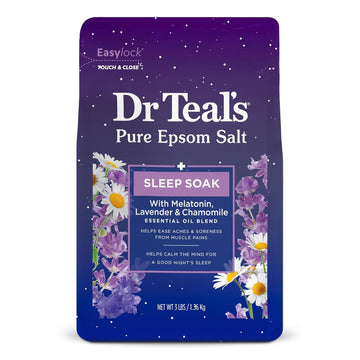 Dr Teal's Sleep Soak with Pure Epsom Salt, Melatonin & Essential Oil Blend, 3 lb (Pack of 4)