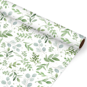 JarThenaAMCS Greenery Wrapping Paper Roll 16.9 In x 32.8Ft Green Leaves Gift Wrap Paper Spring Decorative Art Paper for Baby Shower Birthday Gift Packing Supplies