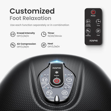 RENPHO Foot Massager Machine with Air Compression & 3 Heating Levels, Heated Shiatsu Foot Massager with Wireless Remote Control, Plantar Fasciitis Relief Massager, Gifts for Her & Him