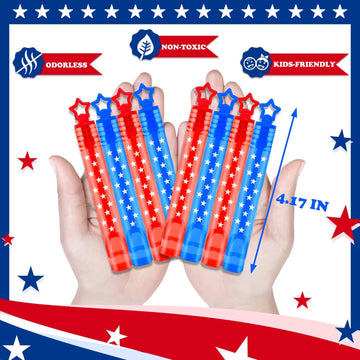 Fourth of July Kids Party Favors Supplies,32 Pack Mini Bubbles Wands for 4th of July Goodie Gift Treat Bags,Small Party Accessories Decorations for Patriotic, Memorial Day, Birthday, Students