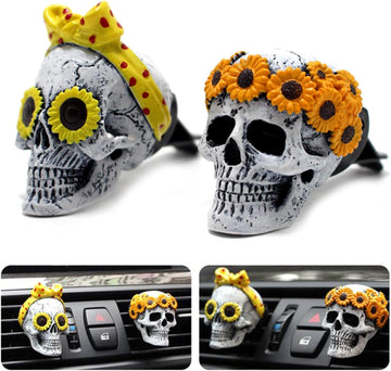 Car Accessories Interior for Halloween Skull Decor Car Air Freshener Vent Clip, Truck Car Stuff for Men Women Teens Jeep, Cute Goth Skeleton Car Scents Decorations, Funny Dad Gifts from Daughter Son