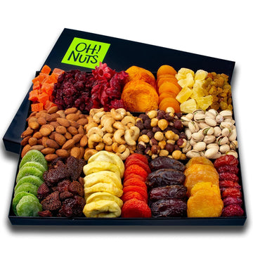 Nut and Dried Fruit Gift Basket - Assorted Nuts and Dried Fruits Holiday Snack Box - Birthday, Anniversary, Corporate Treat Box for Women, Men - Oh! Nuts