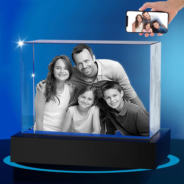 3D Photo Crystal, Personalized 3D Picture in Crystal, Customized Photo Gift, Great Memorial Gift, Birthday, Anniversary, Fathers Day Gift (Landscape, Small)