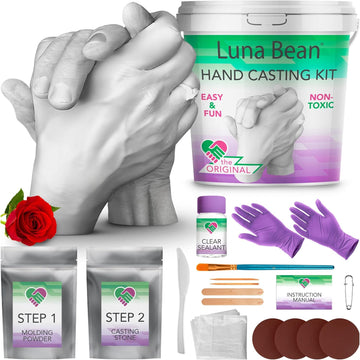 Luna Bean Hand Casting Kit – Couples Gifts Idea, Anniversary for Couple Gift, Mothers Day Gifts, Fun Date Night Ideas, Gift for Women and Men, Hand Molding Kit, Valentines Day, Christmas