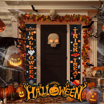 Halloween Decorations Outdoor Indoor, Halloween Decor, Banners Porch Signs for Front Door Outside Yard Garland Party Supplies (Halloween Banner Garland)