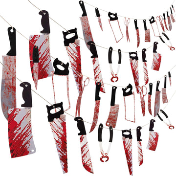 Moon Boat 4 Sets Bloody Garland Banner - Halloween Zombie Vampire Party Decorations Supplies